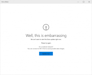 Windows 10 Store Error Message